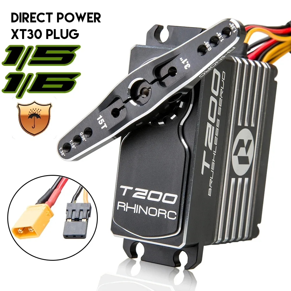 

Бесщеточный сервопривод RhinoRC T200 17V 2724oz с прямым приводом для радиоуправляемых машин масштаба 1/5 и 1/6, высокомоментный сервопривод, совместимый с радиоуправляемыми автомобилями