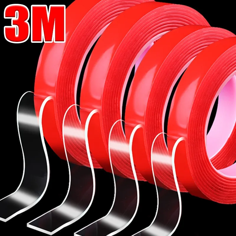 5/10/15/20/25/30mm Double Sided Adhesive Tape Super Strong Viscosity Transparent Tapes No Traces Fixed Stickers for Home Office