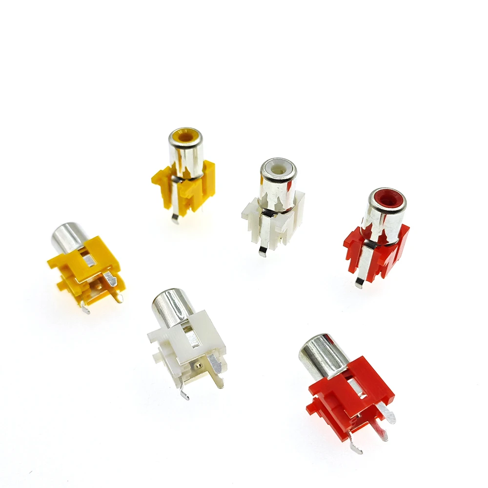 5PCS AV Co-Core Socket 3Pin RCA Seat Single Hole PCB Welded Audio And Video Socket lotus Seat AV-8.4-6A