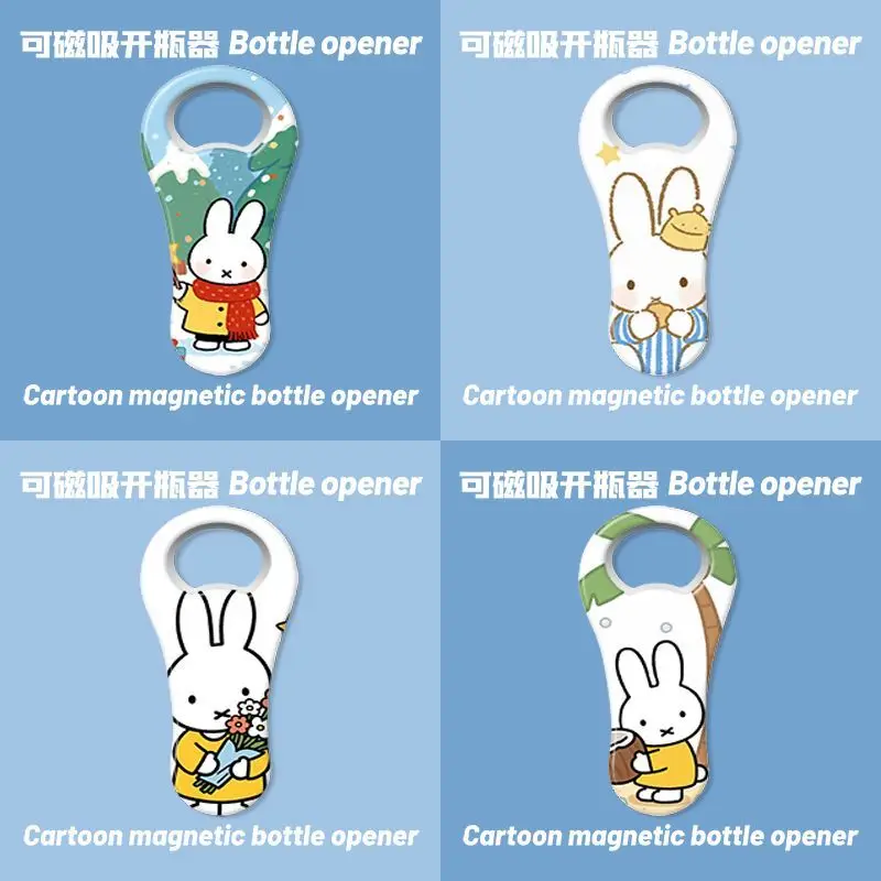 

Kawaii Miffy Rabbit Bottle Opener Cartoon Minimalist Miffy Magnetic Refrigerator Sticker Beer Bottle Opener Tool