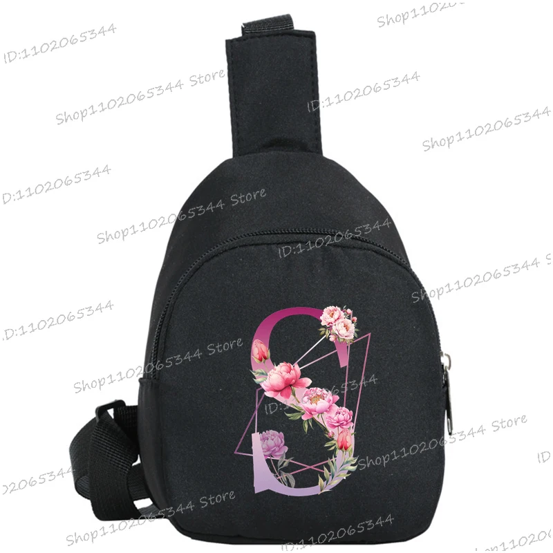 

Children Shoulder Bag Aesthetics Alphabet Flower A-Z Print Men Women Chest Bags Fashion Teen Crossbody Bag Chest Belt Waist Bag