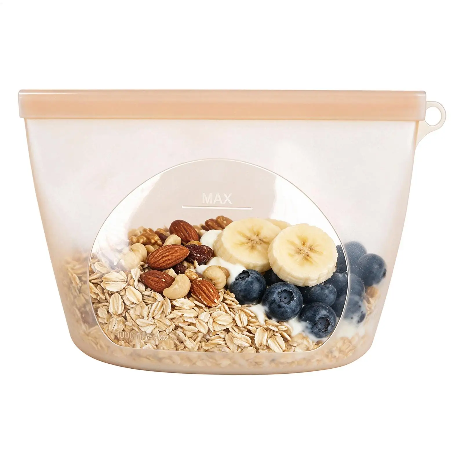 Silicone Bags For Food Storage 1000ml Oven Safe Pouch With Writable Area Ziploc Lunch Containers For Snacks Vegetables Fruits