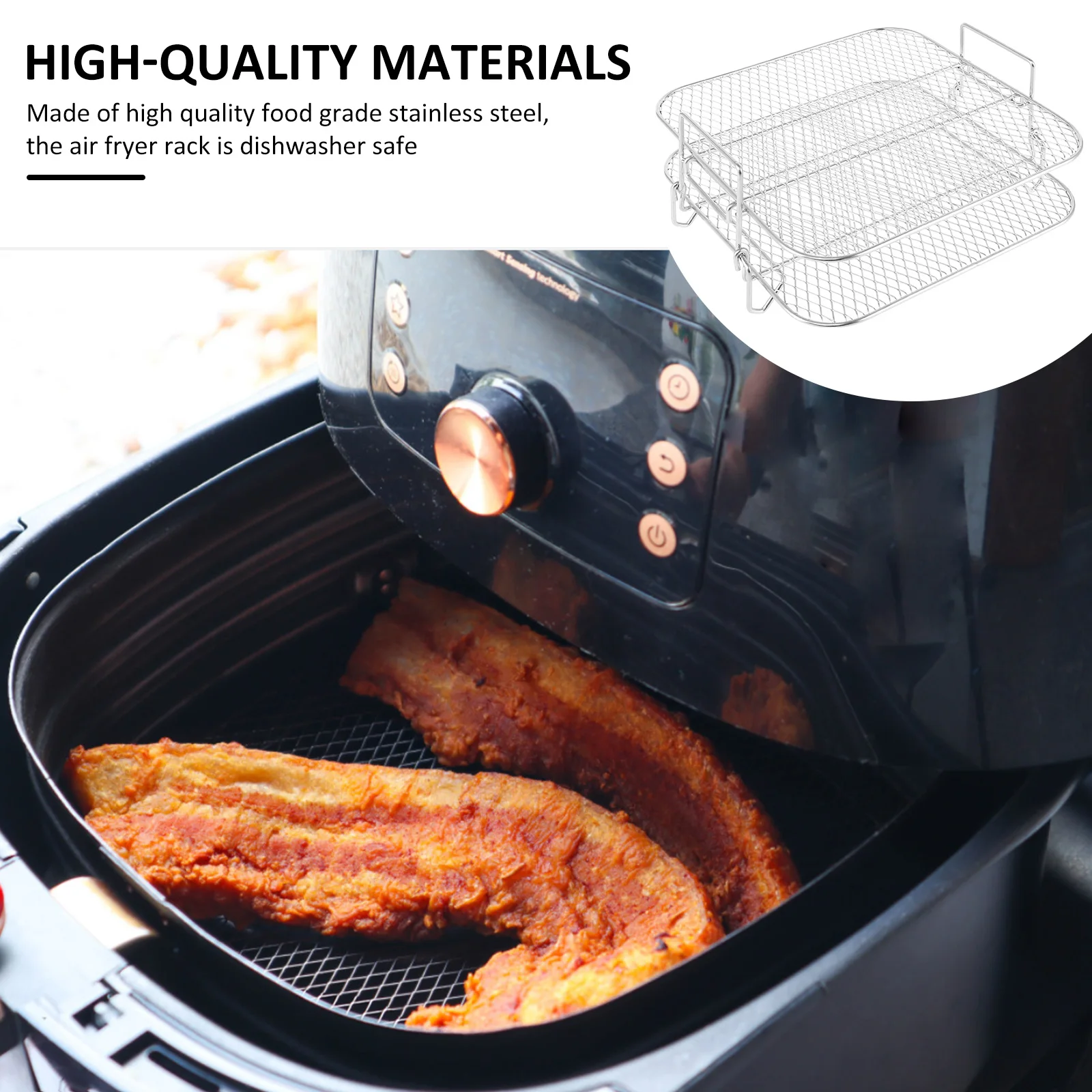 Air Fryer Rack 1/2/3 Layer Stainless Steel Grill Dehydrator Stacking Rack Removable Air Fryer Accessories Kitchen Cooking Tools