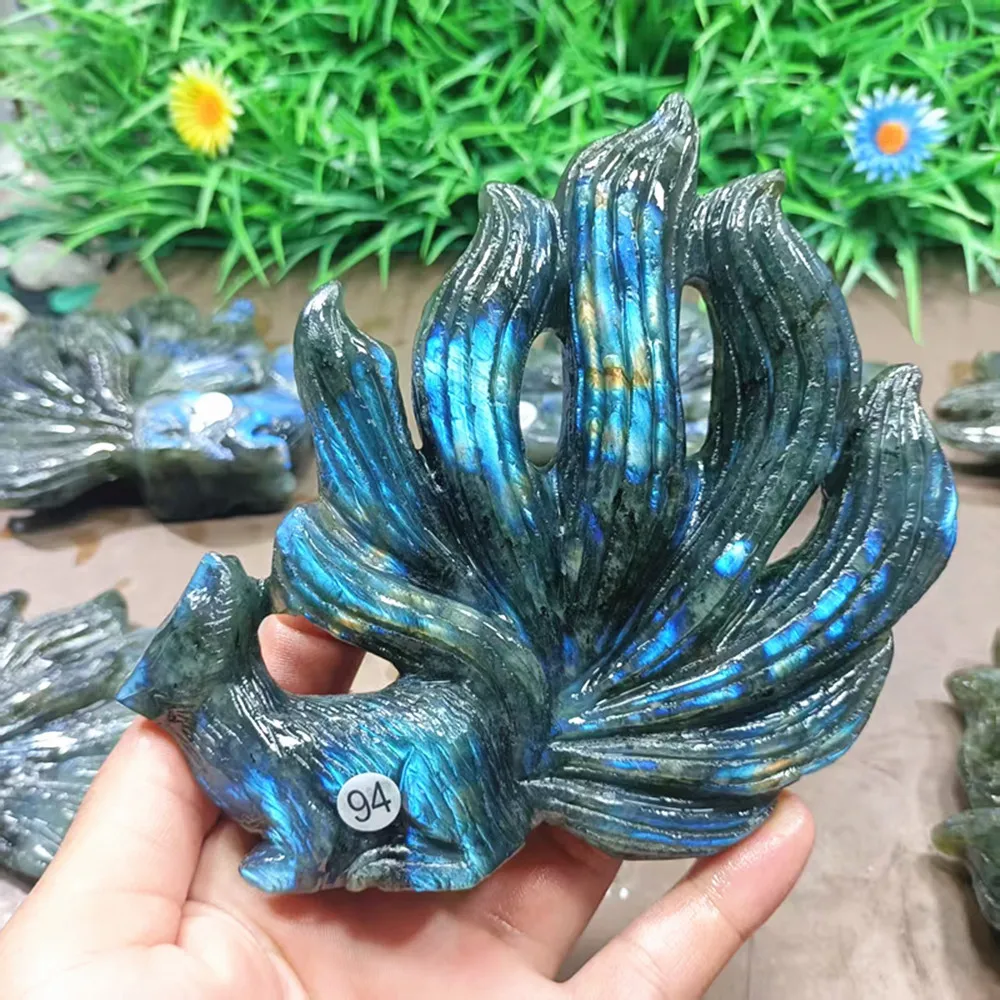 

Natural Jewelry Pull Feldspar, Polished Carved Pieces, Nine Tail Fox, Home Decoration Pieces