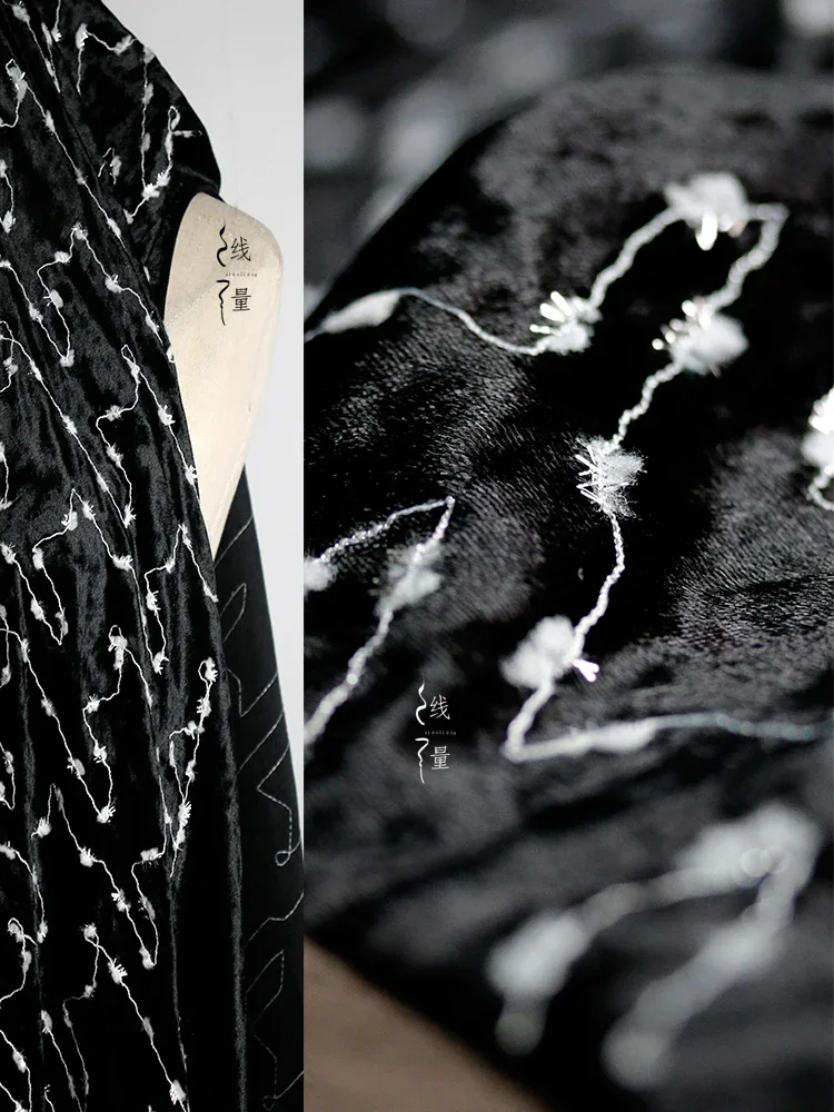 Velvet Fabric Irregular Feather Snowflake Texture Half Skirt Trousers Jacket Clothing Designer Fabrics