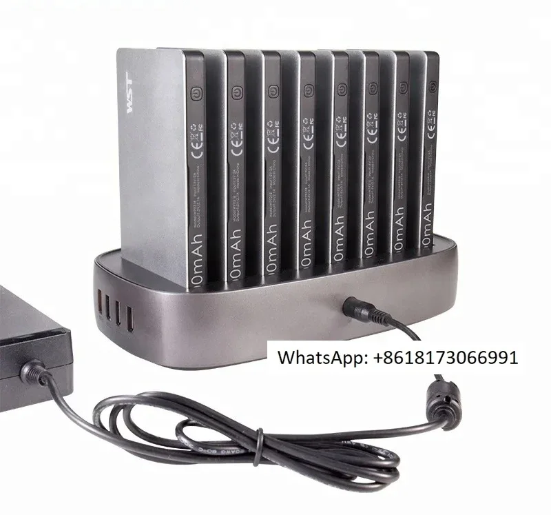 8000 mah power bank multi device hotel commercial charging station with 8 ports