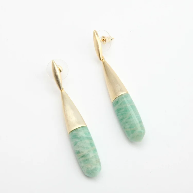 

KS European and American Fashion Trends Sweet and Fresh Niche Design Water Drop Natural Turquoise Versatile Commuter Earrings