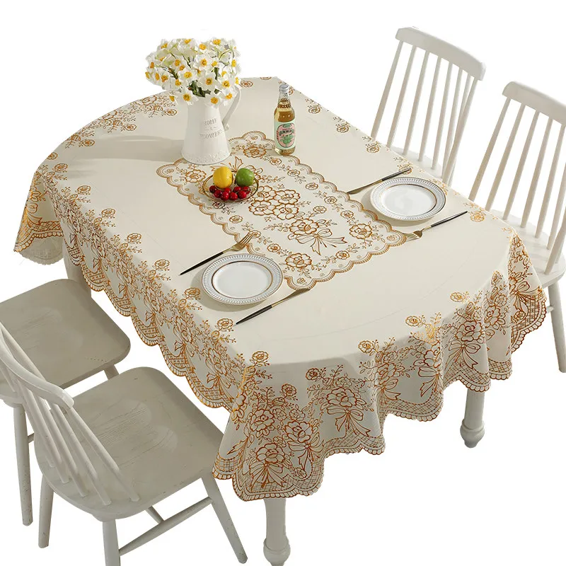 Waterproof, Oil-Resistant, No-Wash, High-End Feel, Ins Style, Rectangular, Home-Use PVC Coffee Table Pad, Tablecloth, Oval