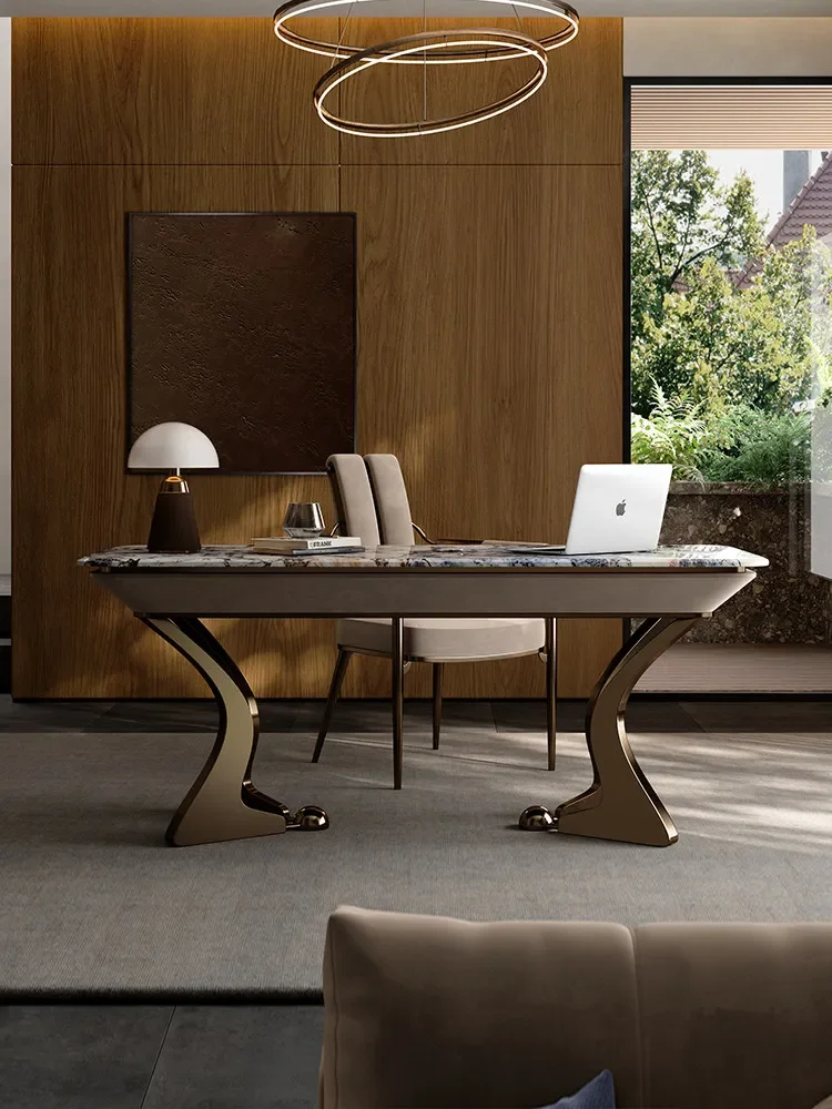 Natural luxury stone president desk light luxury office desk integrated