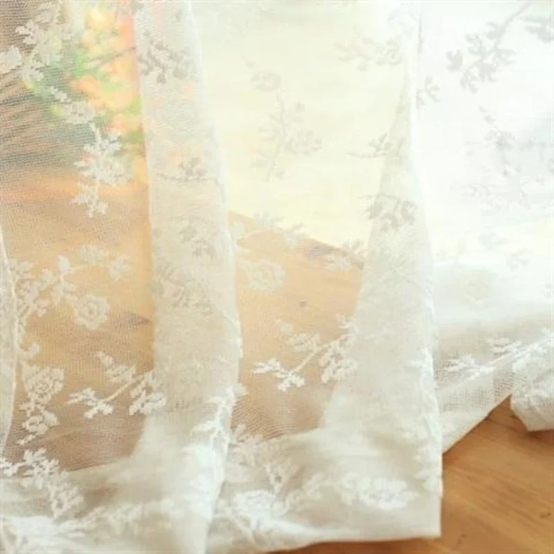 Elegant Beige Lace Sheer Curtains for Living Room Bedroom  Window Tulle  Curtain Drapes Screen for Girl Pricess Room