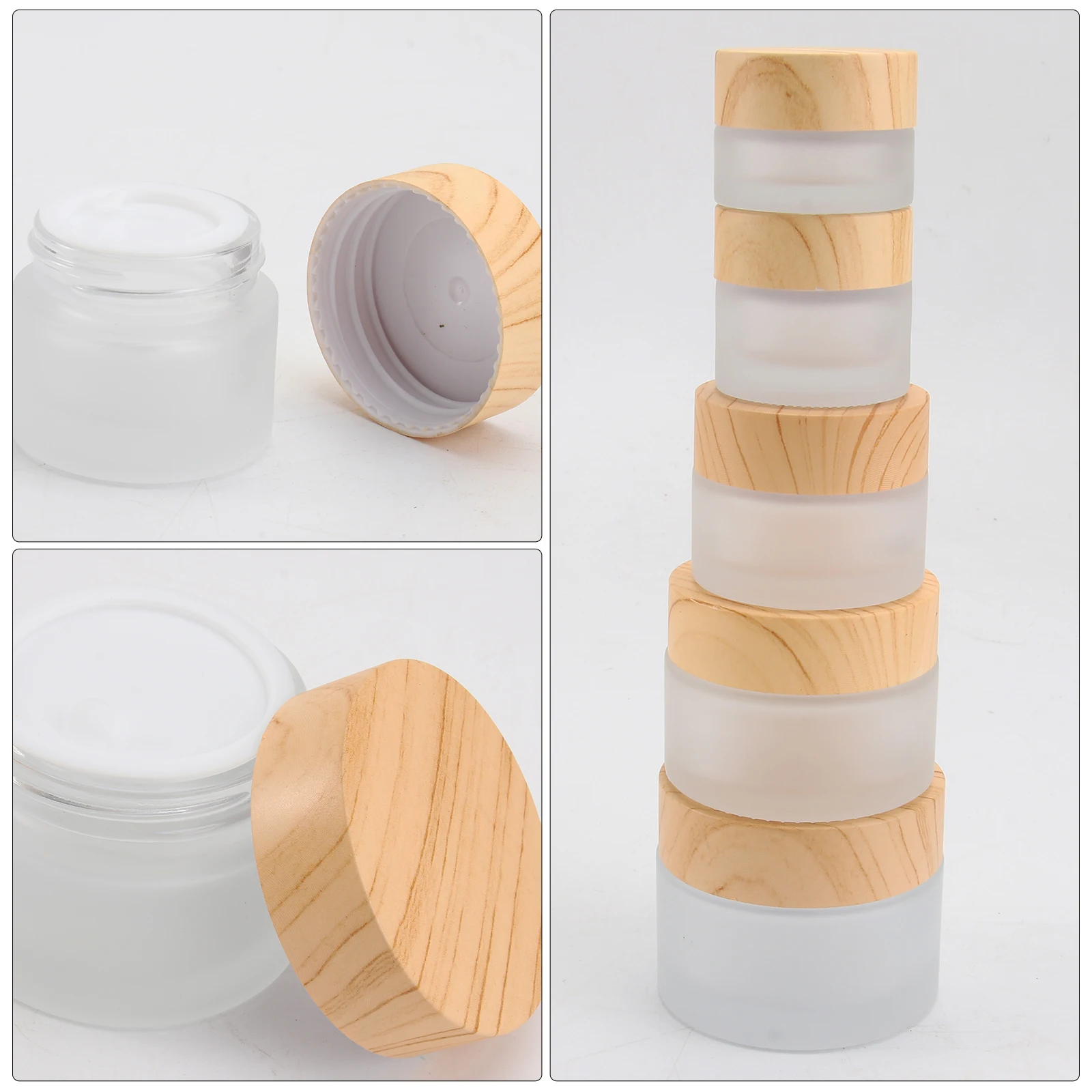 

5pcs Glass Containers Reusable Travel Bottles for Cream Mask Sub-bottle Portable Sizes Safe Long-term Samples Shampoo Storage