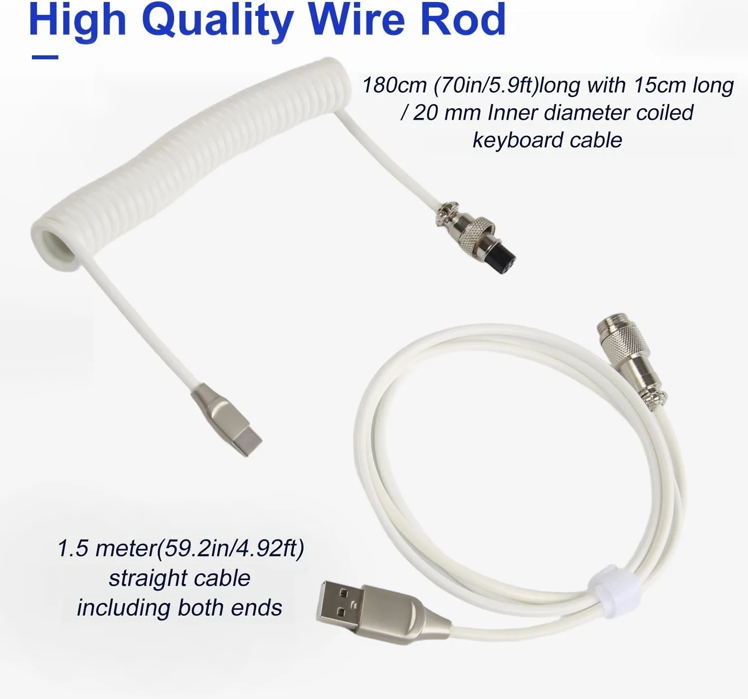 USB Type C Coiled Cable 3M MaX Aviator Aviation Connector Braided Wire Flexible   Cord for Mechanical Keyboard Desktop Computer