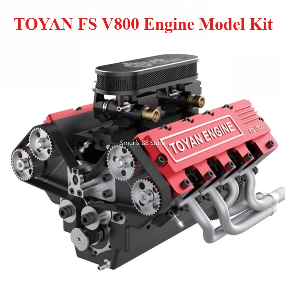 

Комплект модели двигателя TOYAN FS V800, 28 куб.см, четырехтактный восьмицилиндровый двигатель из метанола, комплект модели сборки с турбокомпрессором, модель игрушки