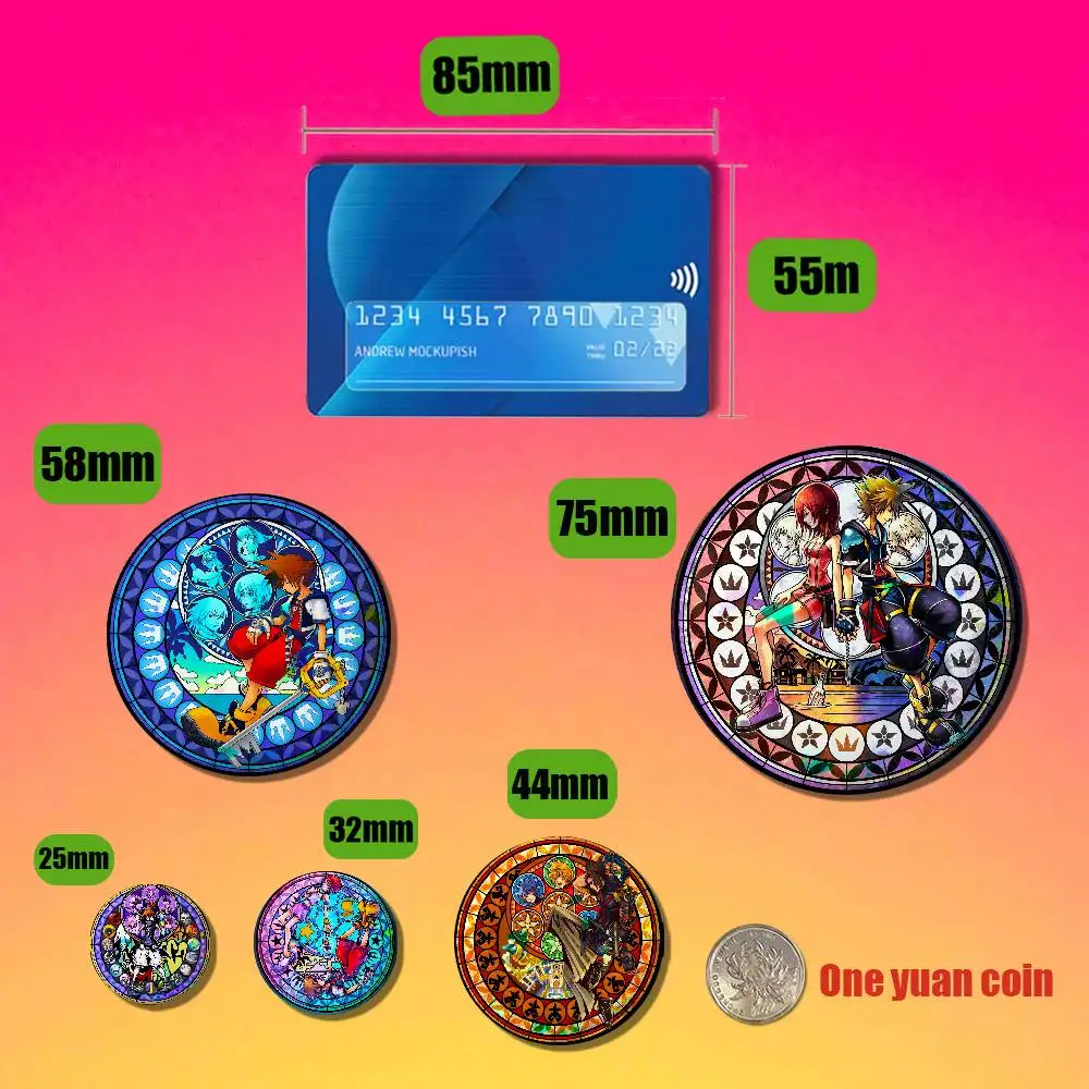 For Terra Sora Kingdom Hearts Badge Cover Pin Case Custom Emblem Insignia Brooch Button Laser 44mm 32mm