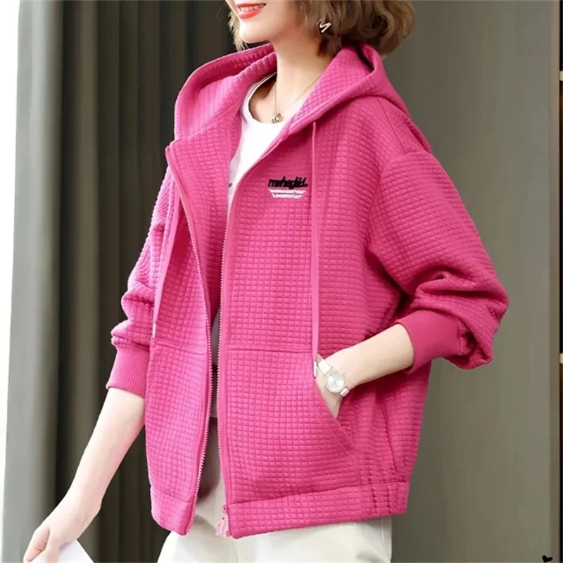 

Spring Autumn New Hoodie Jacket Women Korean Loose Short Versatile Cardigan Sports Coat Female Casual Outerwear Ladies Tops