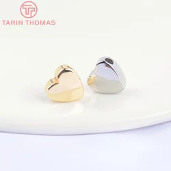 (5469)20PCS 7.5x7.8x3.5MM 24K Gold Color Brass Heart Spacer Beads Bracelet Beads Diy Jewelry Findings Accessories Wholesale