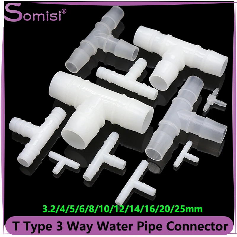 

10Pcs Dia 3.2mm~25mm Water Connector PP PE Food Grade T Type 3-way Splitter Pipe Tube Hose Irrigate Joint Adapter Tapered Head