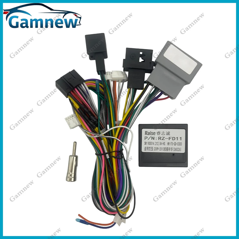 Gamnew Car 16pin Wiring Harness Adapter Canbus Box Decoder Android Radio Power Cable For Ford Fiesta 2009-2011
