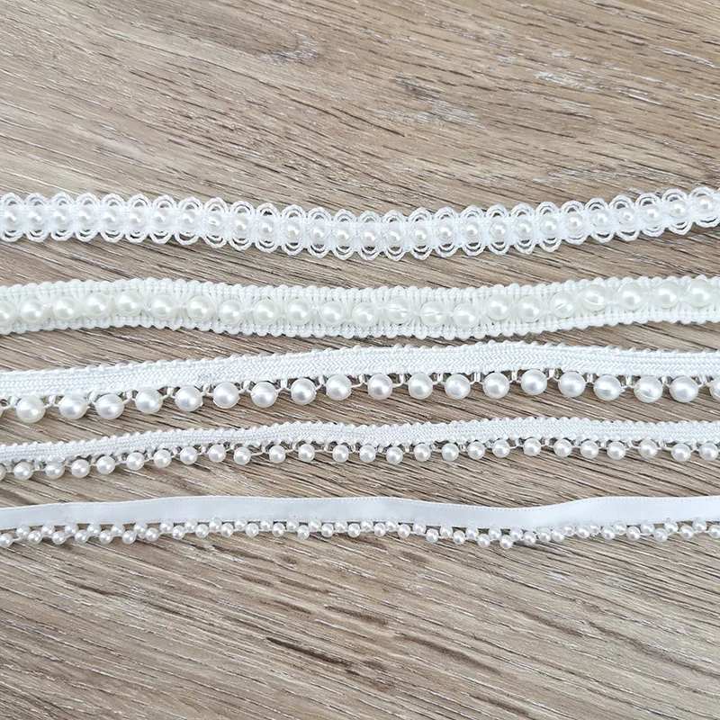 (1 Yard/roll) Pearl Gift Wrapping Lace Fabric Family Handmade Hairpin DIY Making Clothing Bag Accessories Decoration