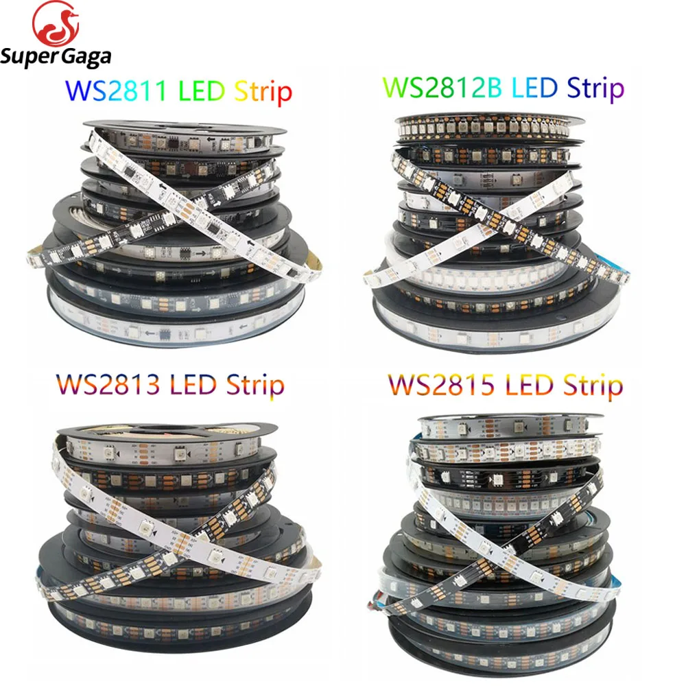 WS2812B WS2811 WS2813 WS2815  Pixel Smart RGB LED Strip WS2812 Individually Addressable 30/60//144 Leds/M Tape Light  DC12V DC5V