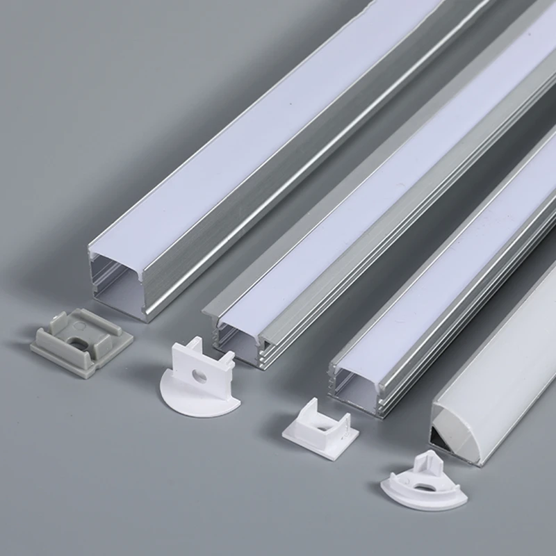 1-30 pçs/lote 0.5 m/pcs U/YW-estilo perfil de alumínio recesso canal sem moldura cobertura leitosa armário de canto LED linha barra luzes de tira