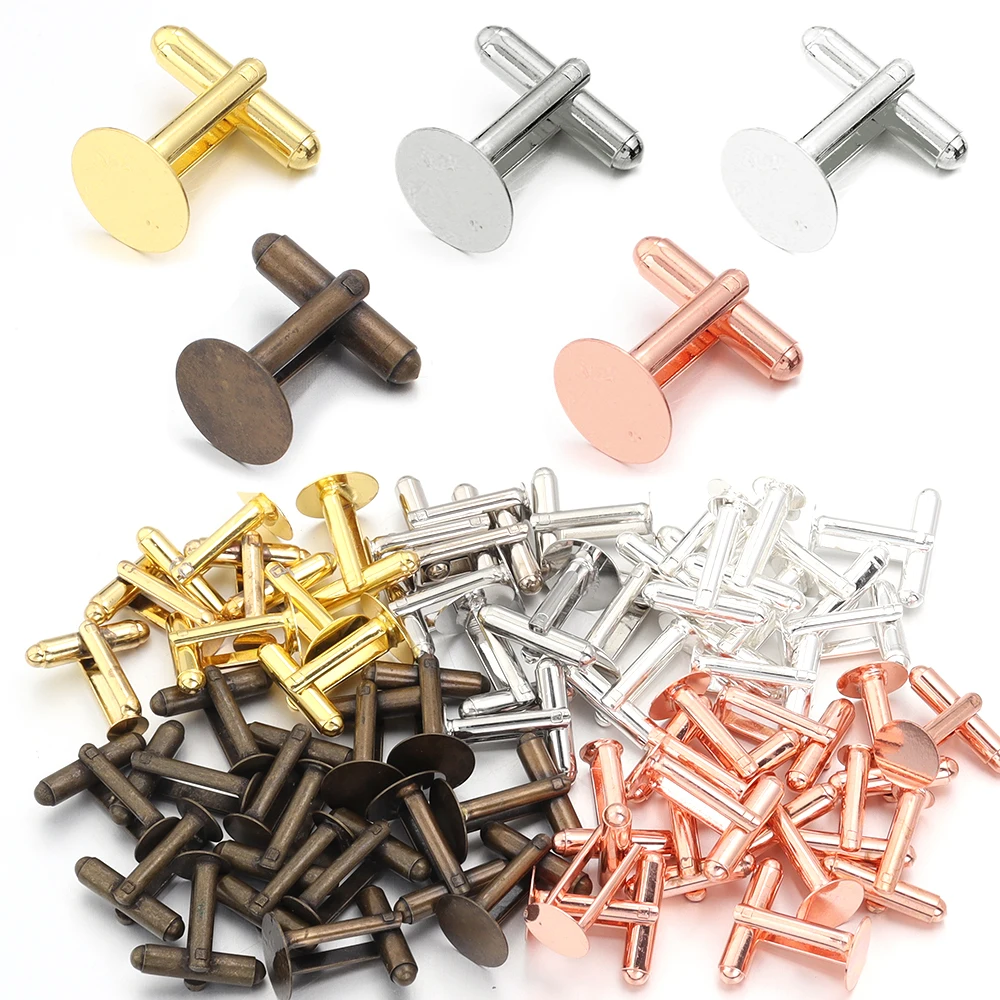 

4pcs/lot 6/8/10/12mm French Style Cufflink Settings Blank Round Pad Tray Cabochon Base Bulk For DIY Jewellery Making Accessories