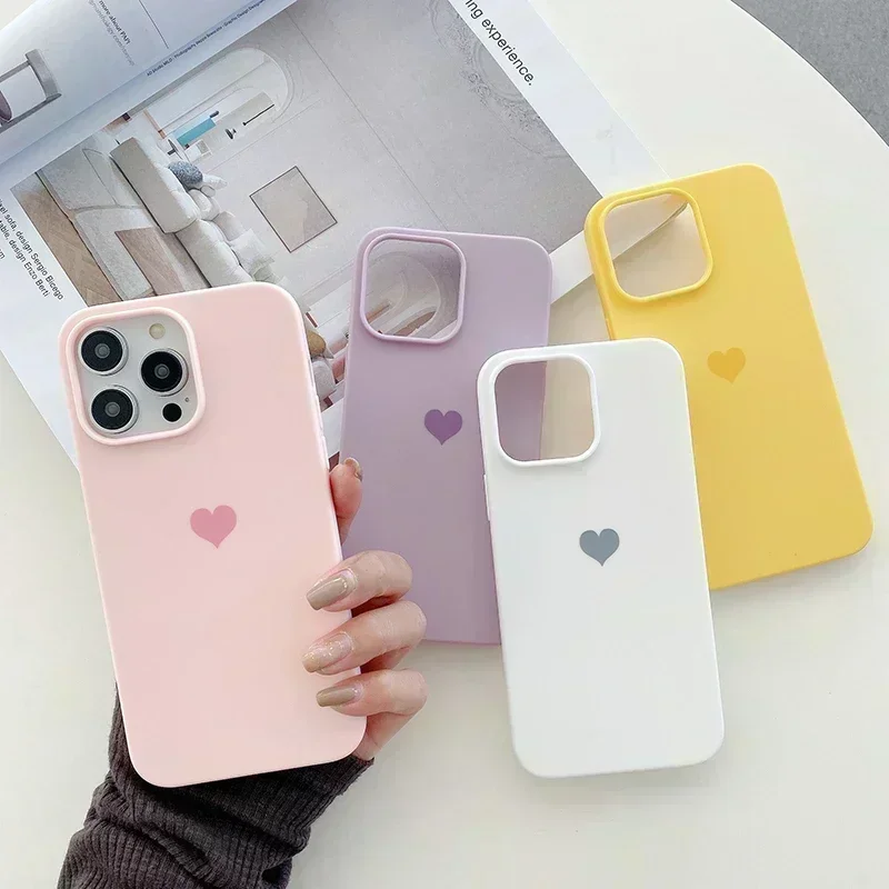 Love Candy Color Silicone Soft Case For iPhone 14 13 12 11 Pro XS Max X XR SE 2 3 7 8 6S 6 Plus Ultra Thin Matte Back Cover Caso