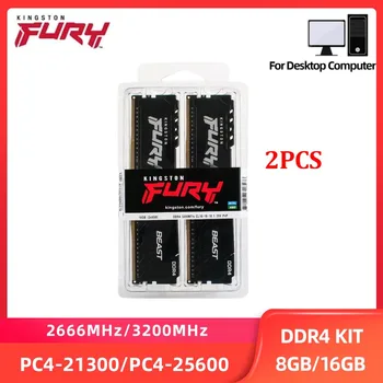 Kingston Fury Beast DDR4 16GB (2x8GB) 32GB (2x16GB) Kit 2666MHz 3200MHz DIMM 288Pin PC4-21300 25600 para memória RAM de desktop DDR4