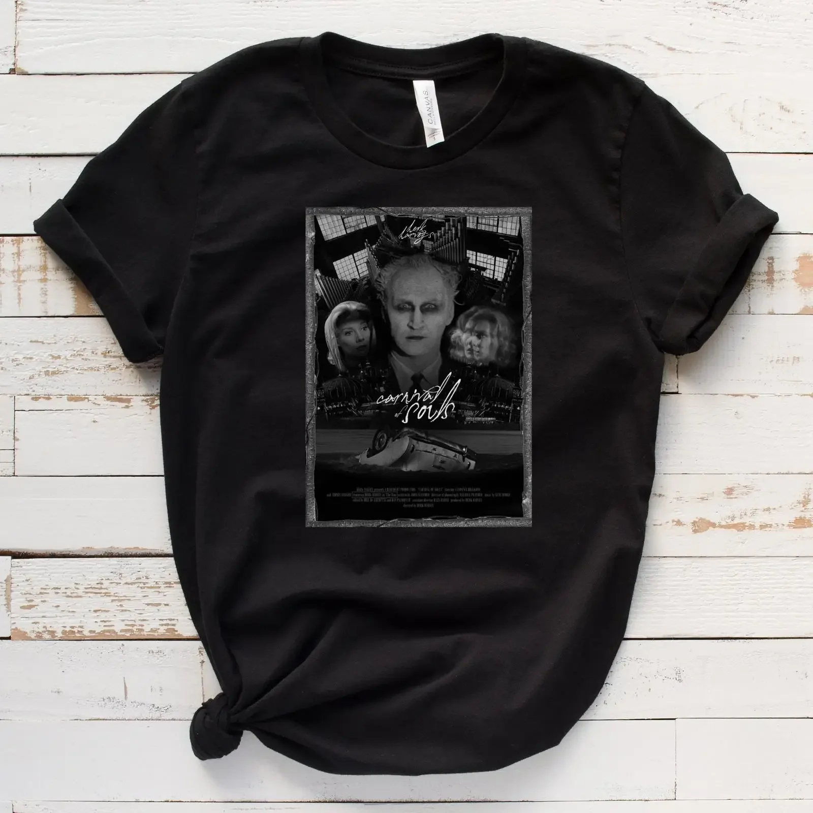 Camiseta CARNIVAL OF SOULS, película de terror clásica de 1962, ícono del culto a los fanáticos, estilo vintage lavado, para uso diario, gráfico unisex