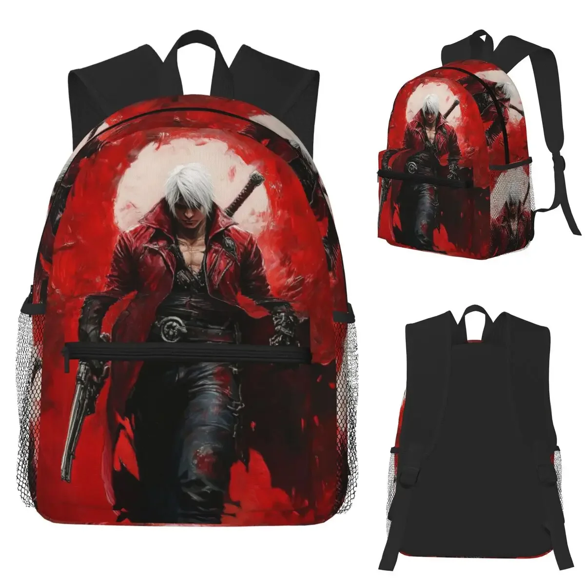 Devil Action Game Casual May Cry Student Backpack School Bag Hiking Travel Daypack for Boys Girls Fashion Bookbag Shoulder Bags