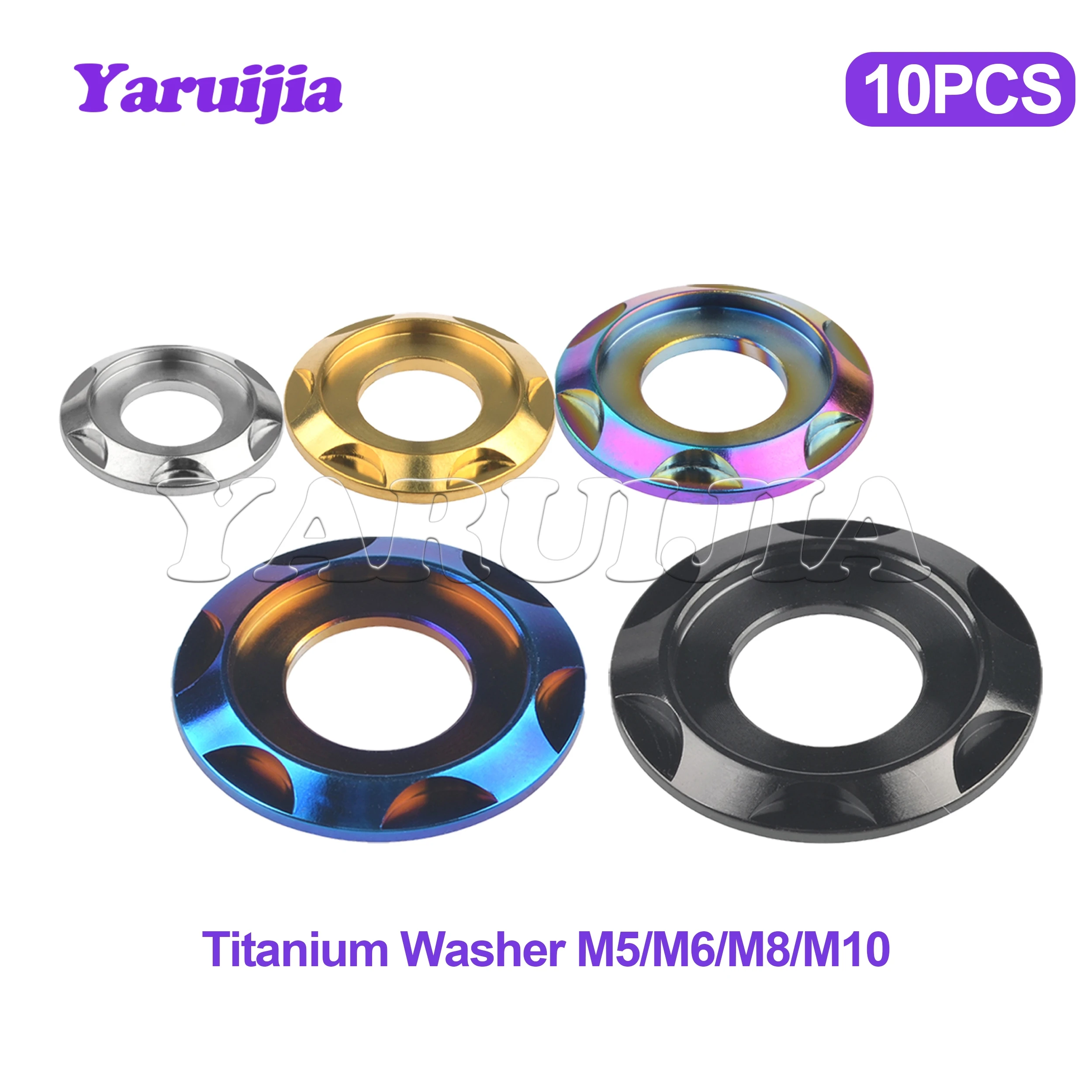 Yaruijia Titanium Washers M5/M6/M8/M10 Fancy Decorative Gasket Spacer for Bike Motorcycle Car direct sales 10pcs