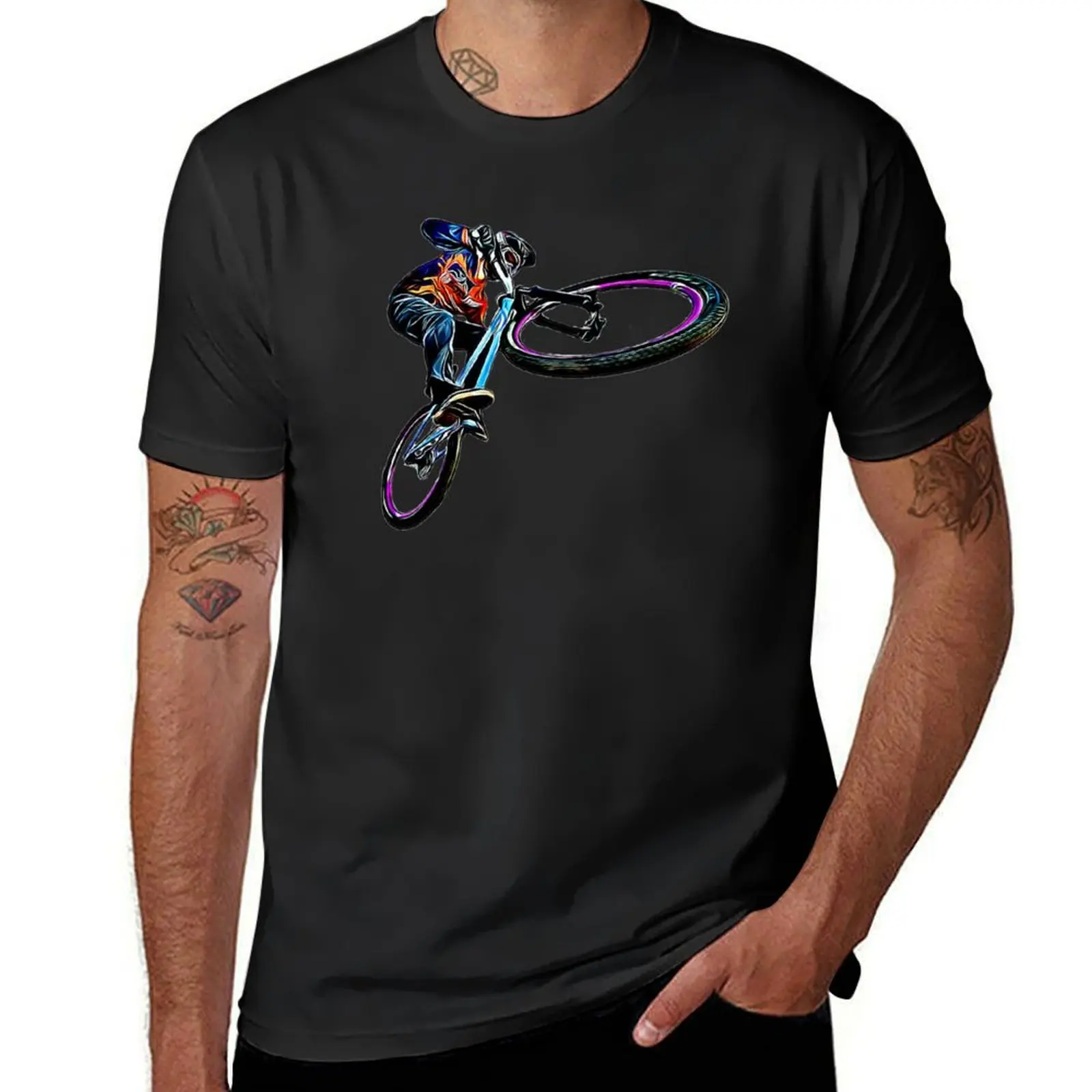 A cool grafitti BMX freestyle with paint splatters T-Shirt heavyweights boys whites sweat cute tops mens plain t shirts