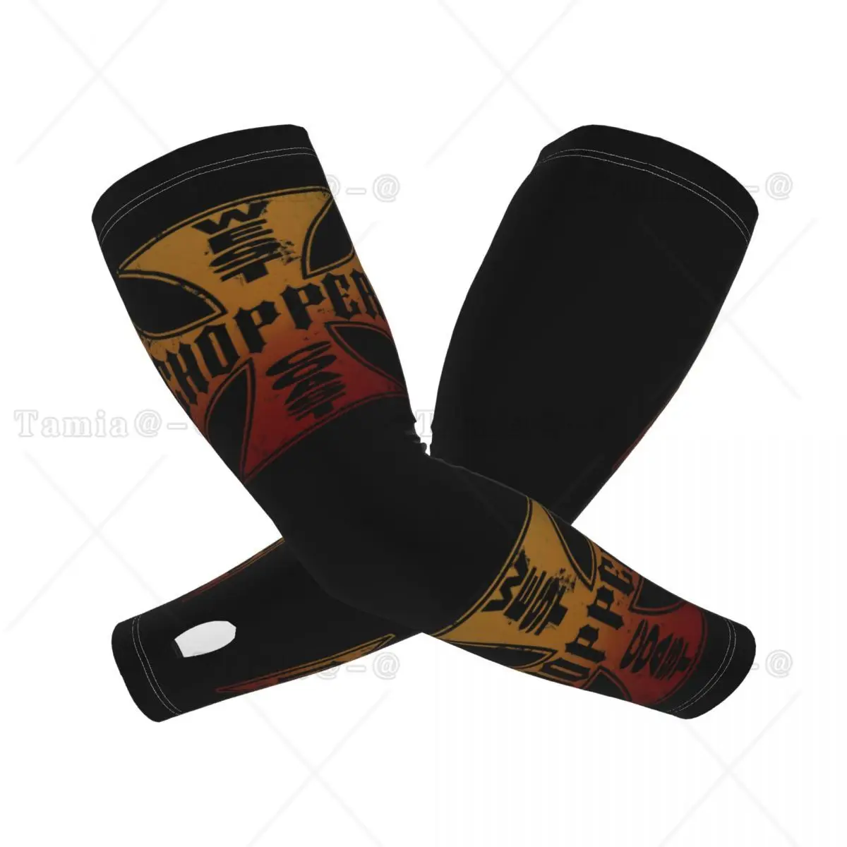 Custom West Coast Chopper Iron Cross Sports Compression Arm Sleeves Warmer Men Women Sun UV Protection Tattoo Cover Up Fishing