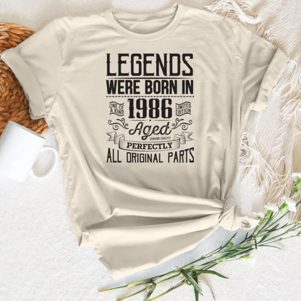 Legends Born in 1986 T-Shirt 40th Birthday Gift Clothing Men Women Retro Style Shirt Fashion Crewneck Unisex Cotton Tee Tops
