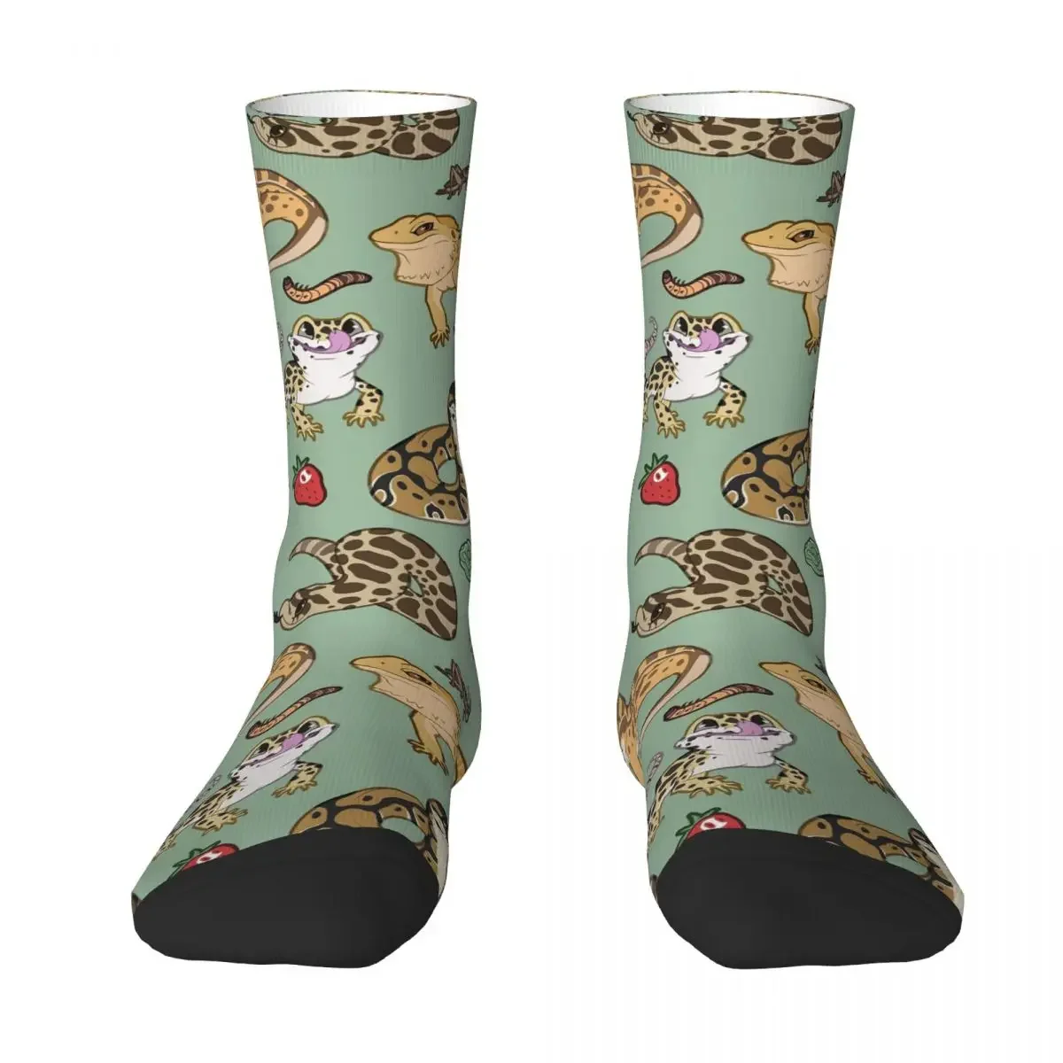 Calcetines verdes con patrón de reptiles para hombre y mujer, medias supersuaves de estilo Harajuku, medias largas para todas las estaciones, accesorios para regalos Unisex