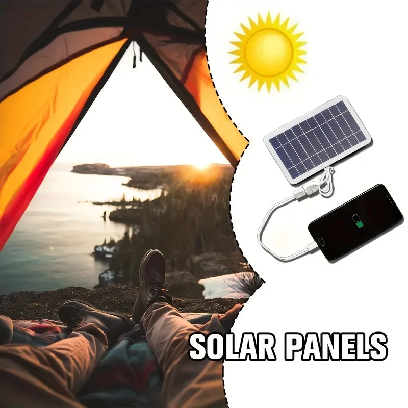 2W Portable Solar USB Charger With 0-0.4A Output For Outdoor Travel Power Banks Phones Flashlights Compact Photovoltaic Panel