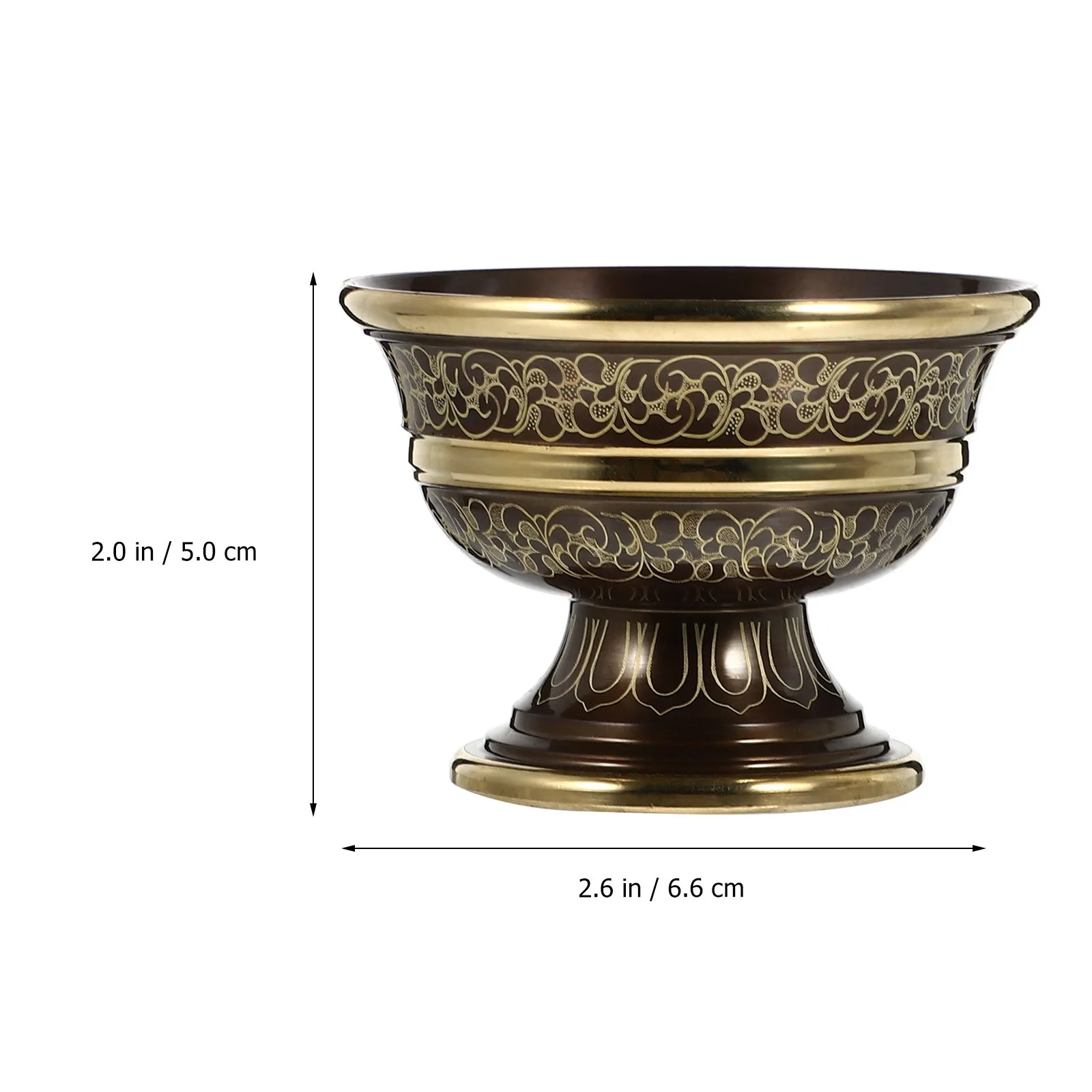 1Pcs Brass Buddhist Water Cup Temple Offering Bowl with Exquisite Design Anti-Skid Bottom Ritual Smudging Decoration Incense