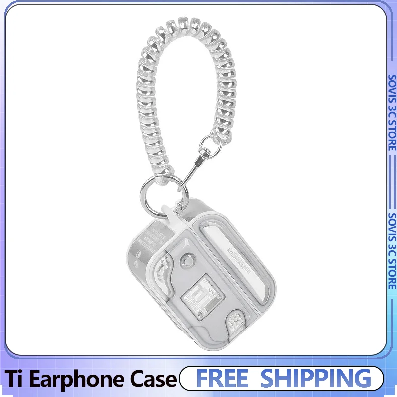 

Жидкий акриловый чехол Ti для наушников, простой, ударопрочный, серебристо-серый защитный чехол с ремешком для AirPods 4/AirPods Pro 2/3, подарки