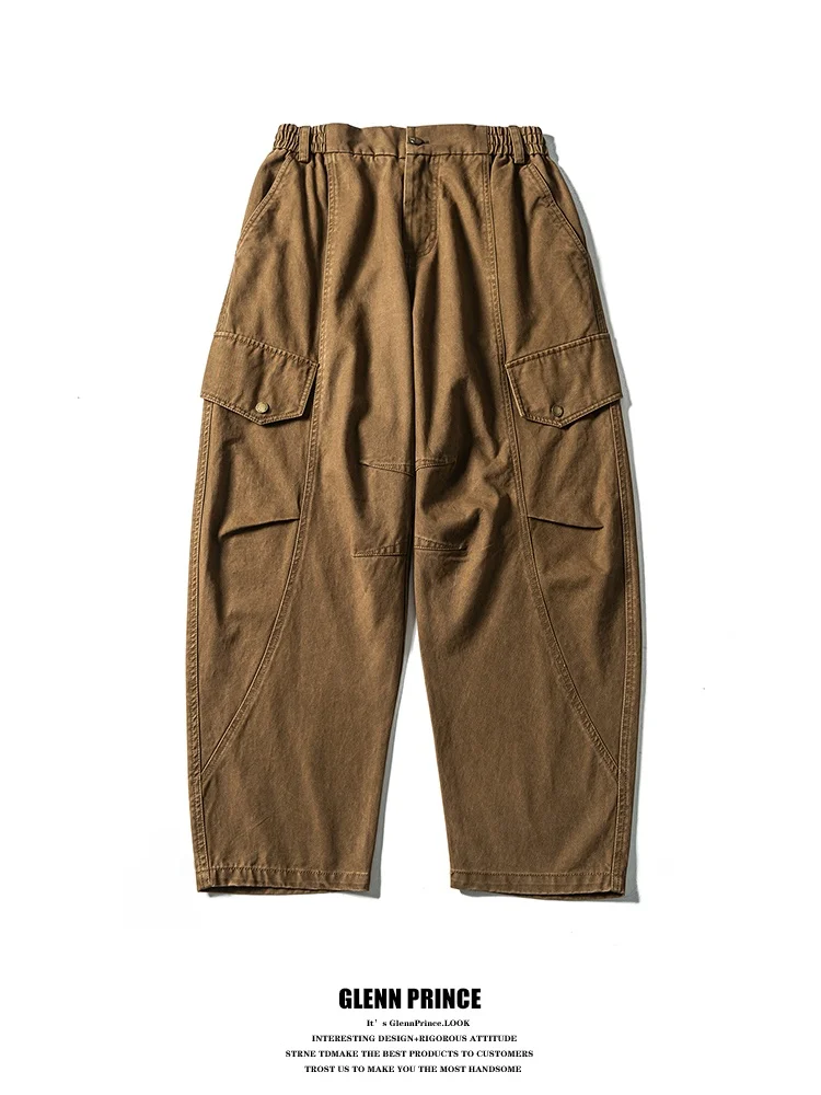 

Vintage Heavyweight Waed Casual Pants Men's Loose Workwear Long Trousers Autumn Season Straight Leg Cotton Breathable