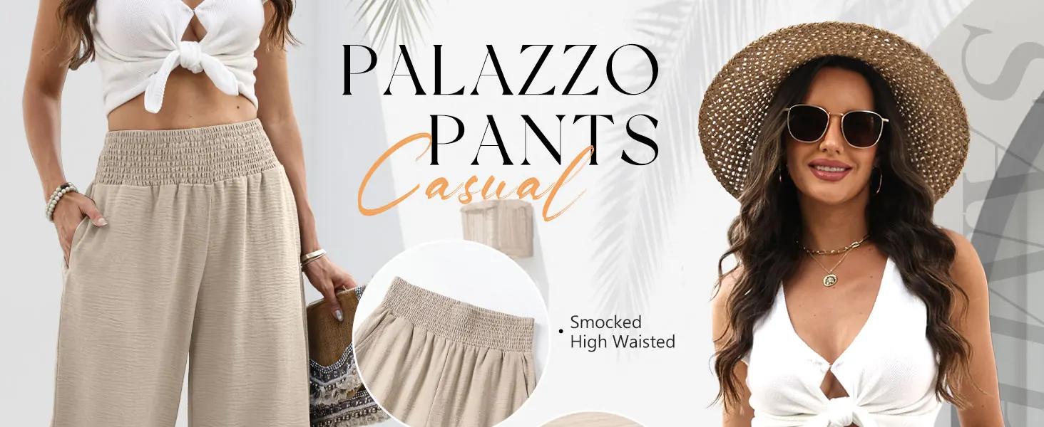 Wide Leg Trousers Pants for Women Flowy