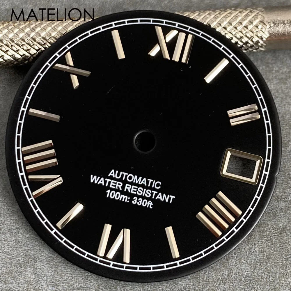 29mm Sunburst Watch Dial Roman Dial for NH35 NH36 NH38 NH70 NH71 NH72 4R35 4R36 Automatic Movement Metallic Markers DJ Hands image 5