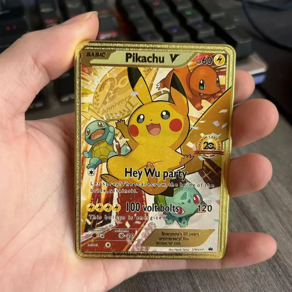 Pokemon Metall-Sammelkarten Anime-Figuren Charizard Pikachu Blastoise Mewtwo Kampf-Sammelkarten Spielzeug Geschenk ﻿
