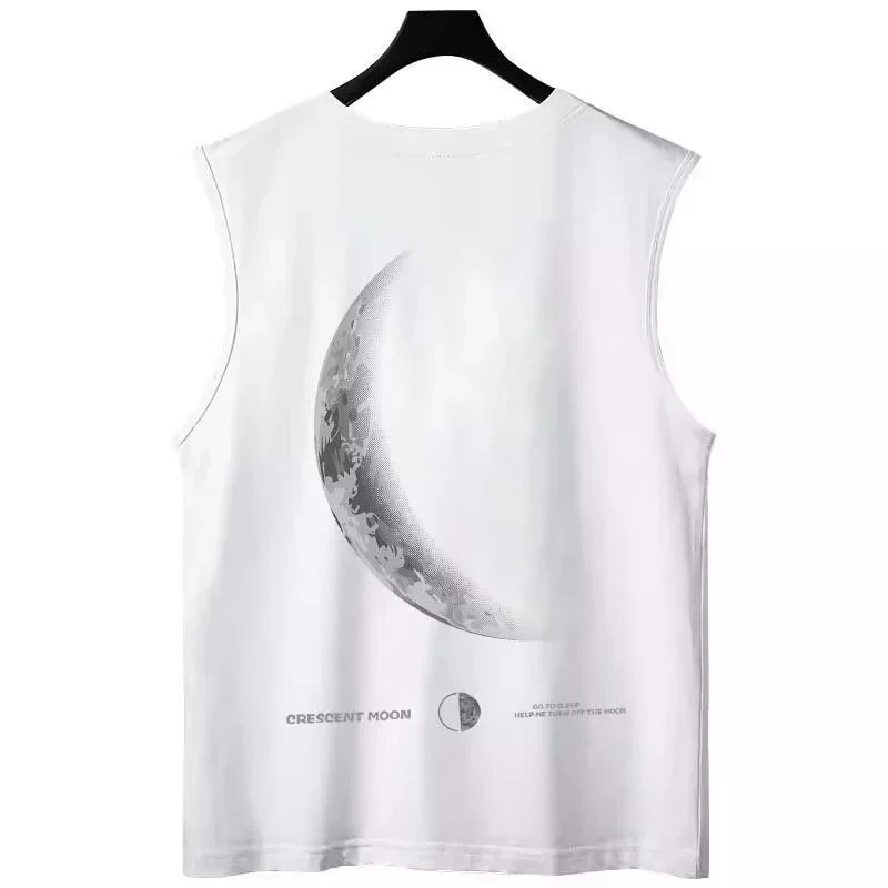 

Summer Crescent Moon Graphic Printed Tank Tops For Men 2025 New Gym Basketball Vest Hombre Hip Hop Streetwear Sleeveless T-shirt