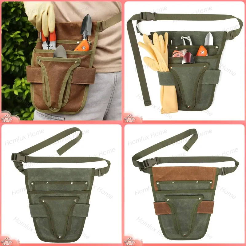 Canvas Gardening Tool Bag Waist Pouch for Weeding Tools Electrician Belt Bag Heavy Duty Wear Resistant Storage Pouch