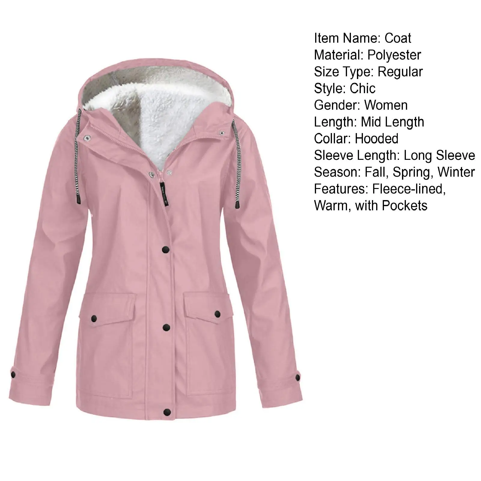 Women\'s Winter Coat Warm Solid Plush Thickened Long Jacket Outdoor Hiking Hooded Casual Windproof Parka Coat Overcoat