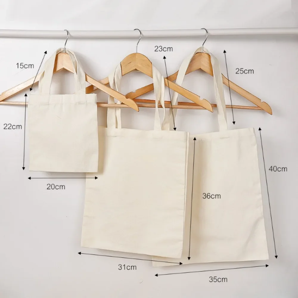 Creamy White Plain Shopping Shoulder Tote High Capacity DIY Environmental Friendly Shopper Bags Cotton Canvas Bag Handbags Gifts