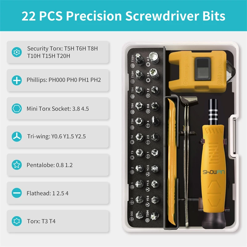 31 in 1 Mini Precision Screwdriver Set for Computer Laptop Nintendo Phone PS4 with 35PCS Bits T5 T6 T8 Wing for Beginner IT DIY