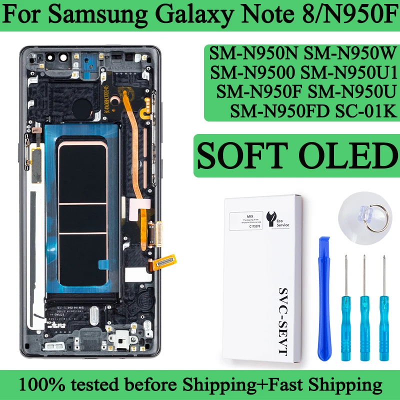 SM-N950F N950U 100% протестированный мягкий OLED-дисплей для Samsung Galaxy Note 8, дигитайзер сенсорного экрана в сборе для Samsung Note 8, панель