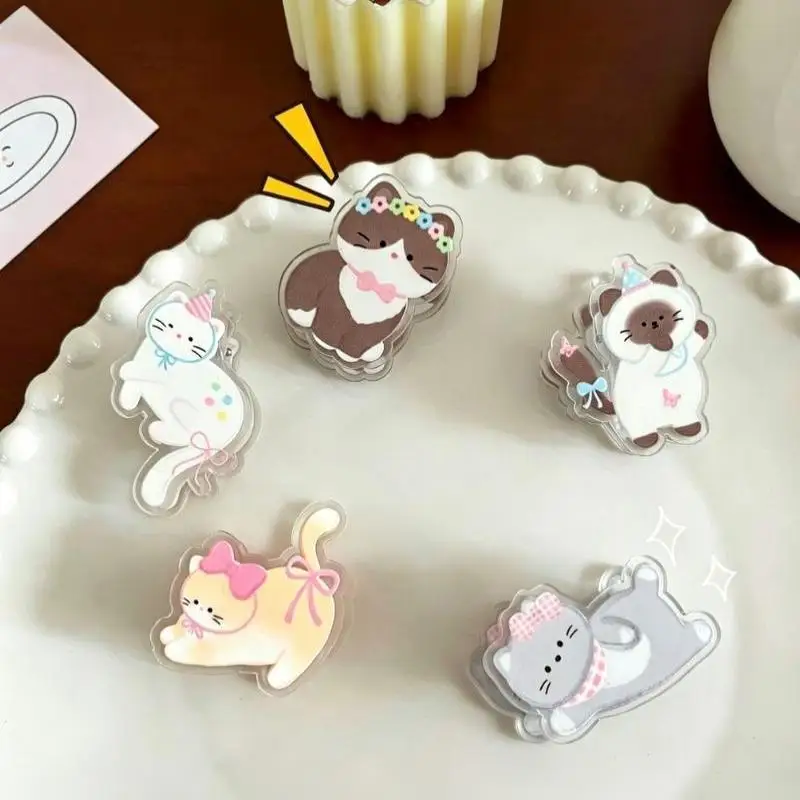 5Pcs Cat Design Memo Clips Non-toxic PP Sealing Clamp Bookmark for Student Stationery Kitchen Food Bag Organization