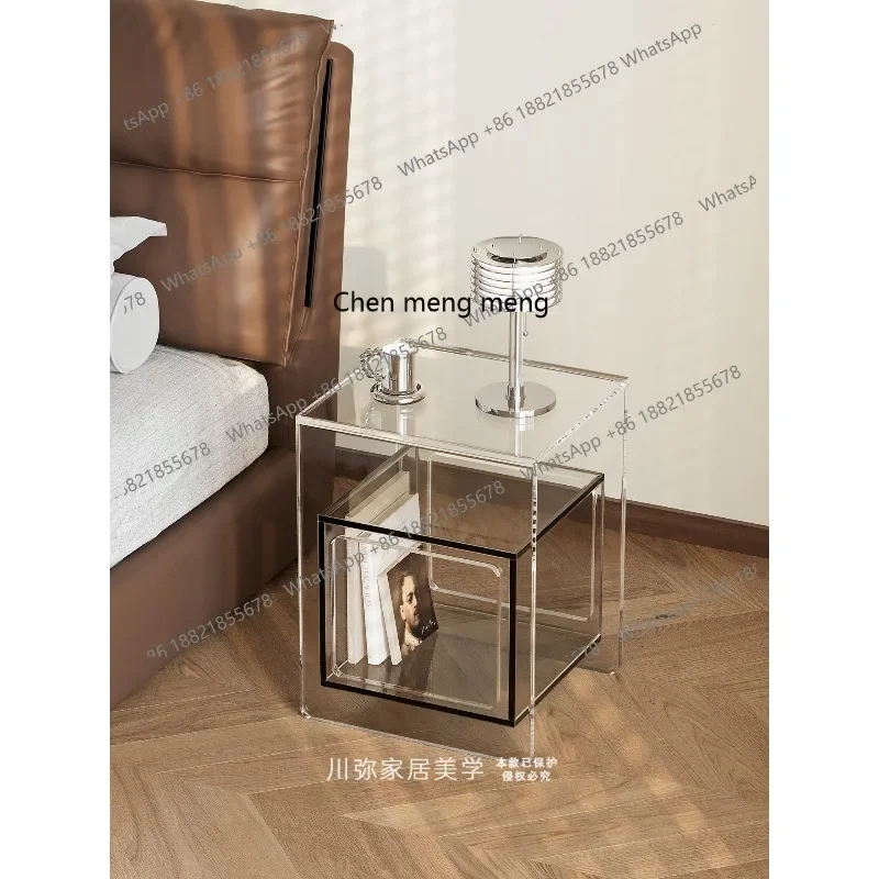 

Acrylic bedside table, home bedroom storage cabinet integrated, light luxury window shelf, small design